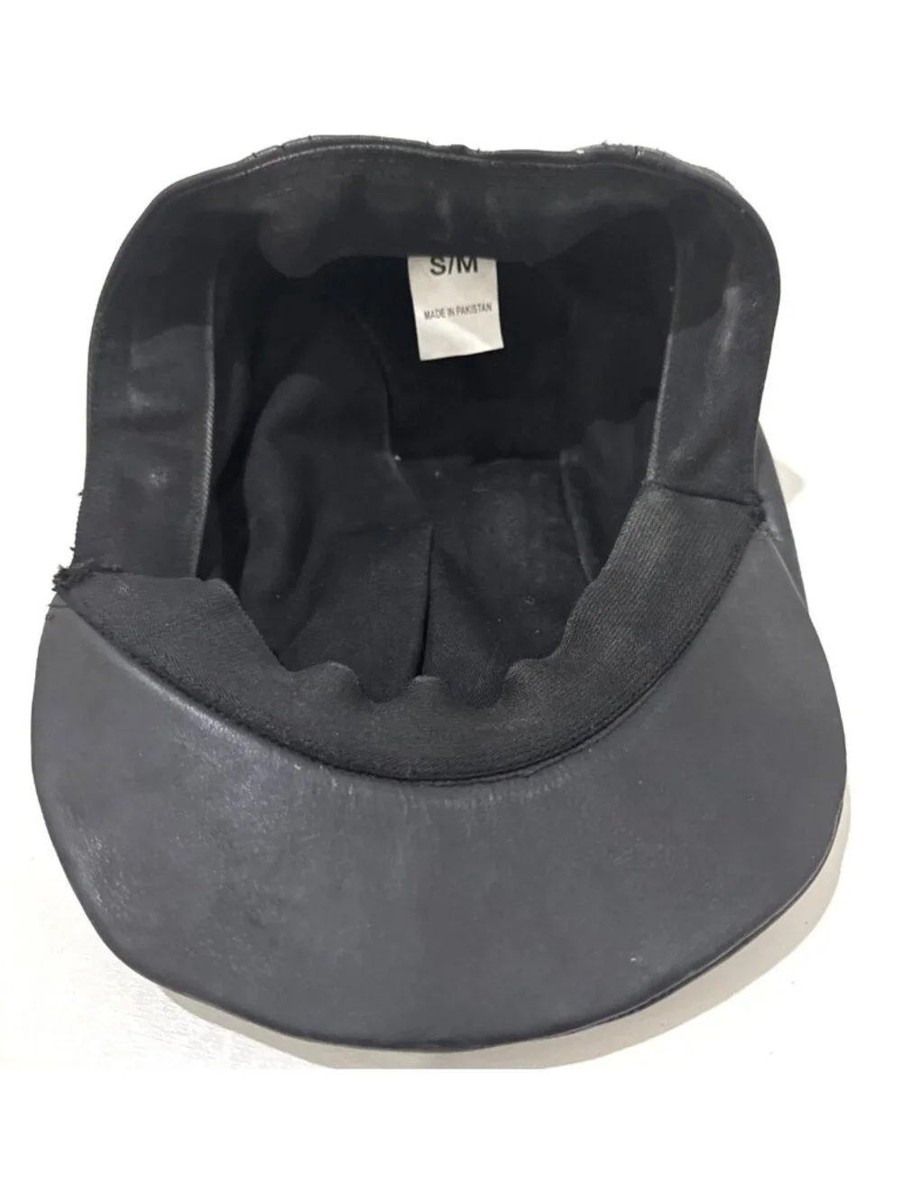 Vintage Black Leather Biker Hat Cap Embroidered 'Choppers' Size S/M